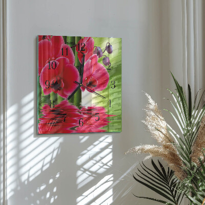 Wanduhr aus glas Orchidee