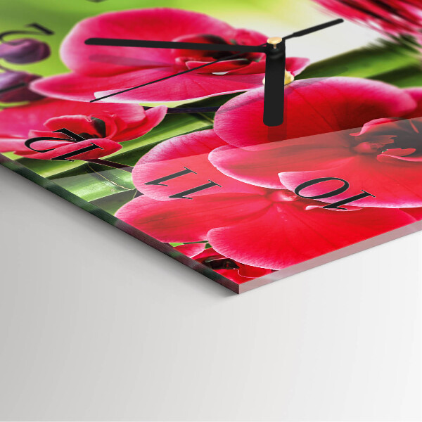 Wanduhr aus glas Orchidee