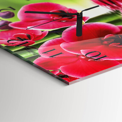 Wanduhr aus glas Orchidee