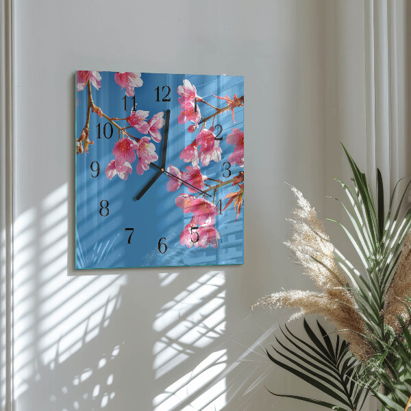 Wanduhr aus glas Blumen