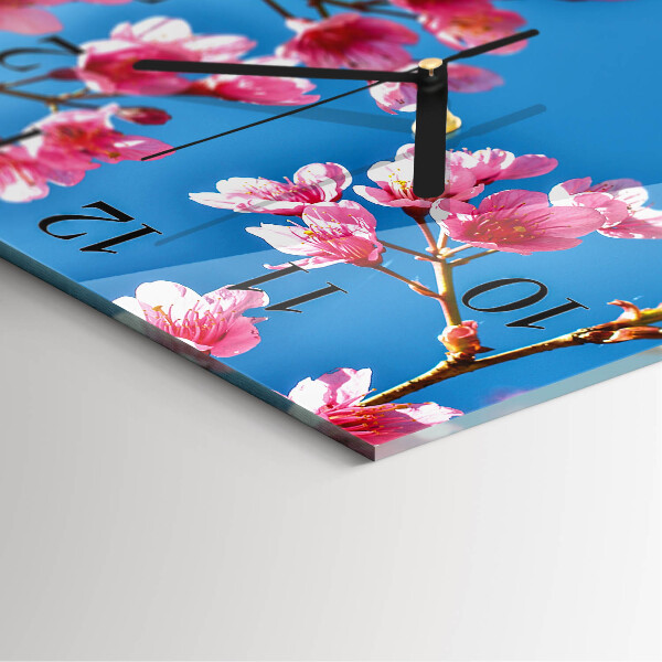 Wanduhr aus glas Blumen
