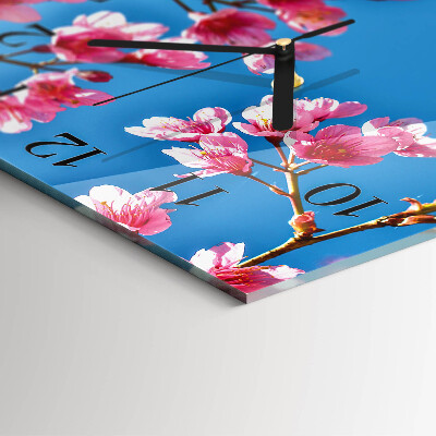 Wanduhr aus glas Blumen