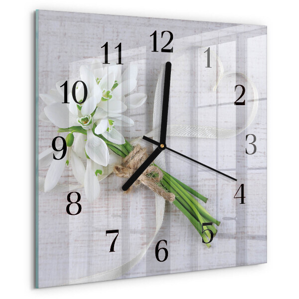 Wanduhr aus glas Blumenstrauß