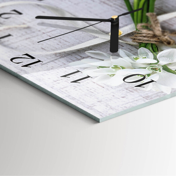 Wanduhr aus glas Blumenstrauß
