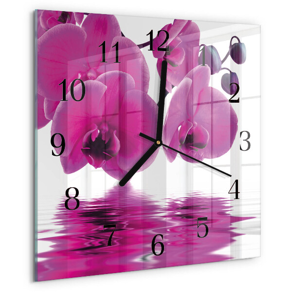 Wanduhr aus glas Orchidee