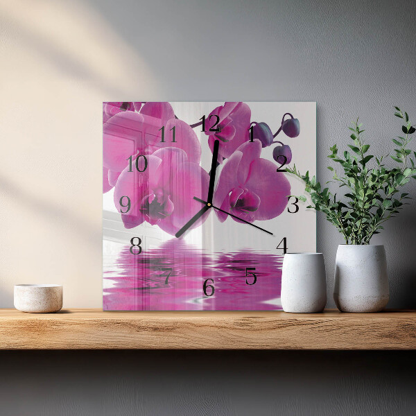 Wanduhr aus glas Orchidee