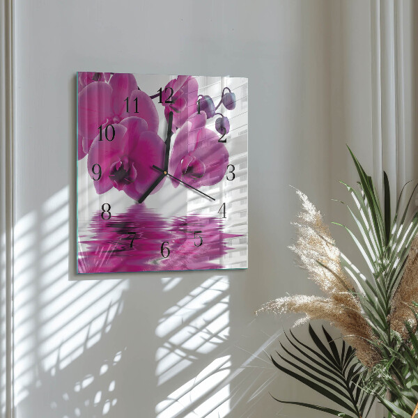 Wanduhr aus glas Orchidee