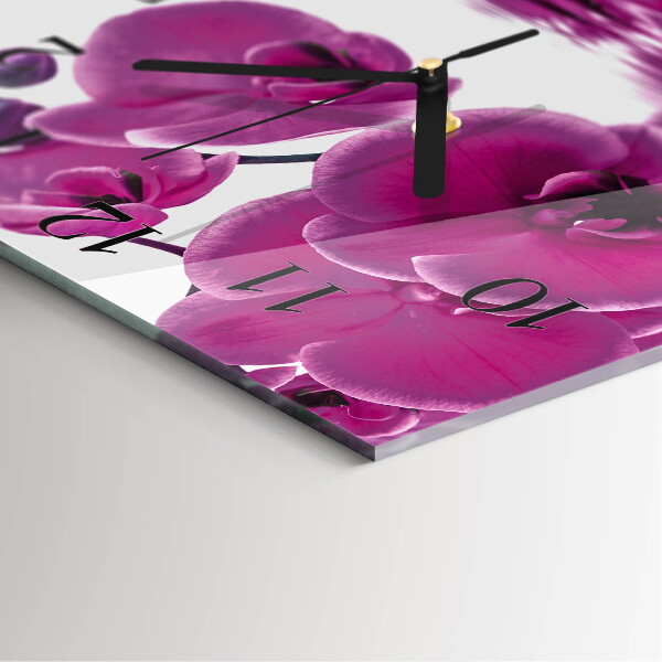 Wanduhr aus glas Orchidee
