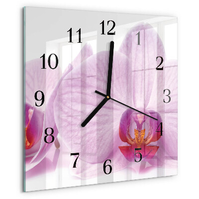 Wanduhr aus glas Orchidee