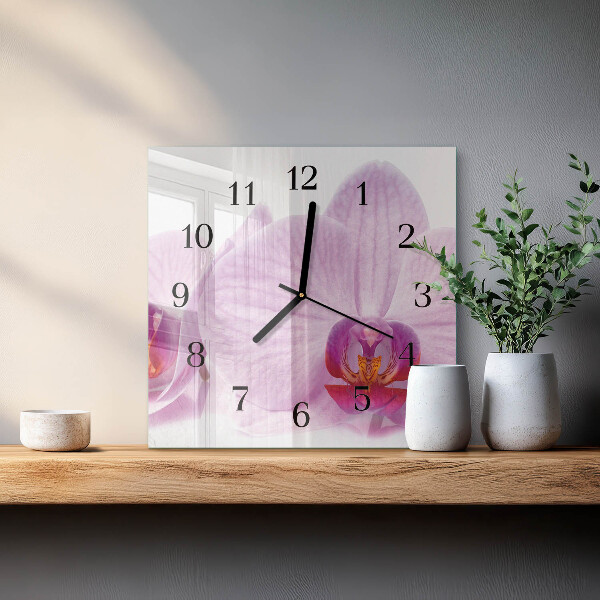 Wanduhr aus glas Orchidee