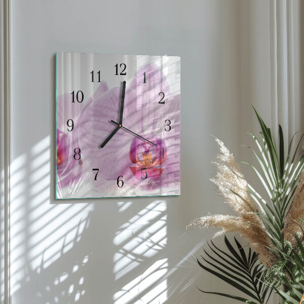 Wanduhr aus glas Orchidee