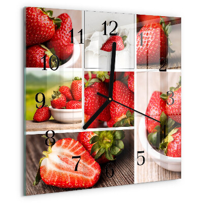 Wanduhr aus glas Erdbeeren