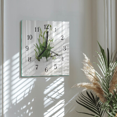 Wanduhr aus glas Schneeglöckchen