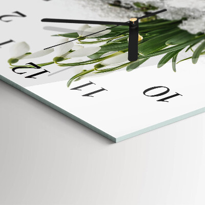 Wanduhr aus glas Schneeglöckchen