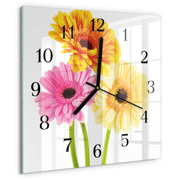 Wanduhr aus glas Blumen