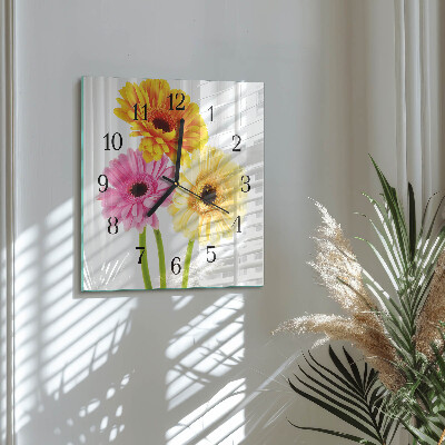 Wanduhr aus glas Blumen