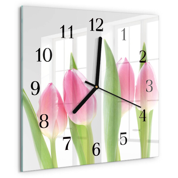Wanduhr aus glas Tulpen