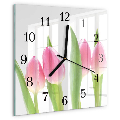 Wanduhr aus glas Tulpen