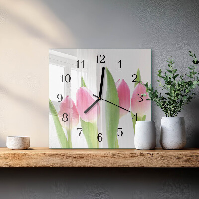 Wanduhr aus glas Tulpen