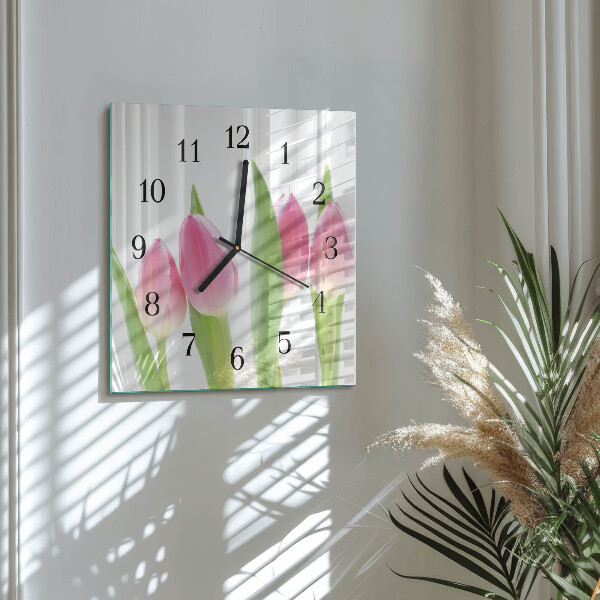 Wanduhr aus glas Tulpen