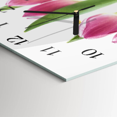 Wanduhr aus glas Tulpen