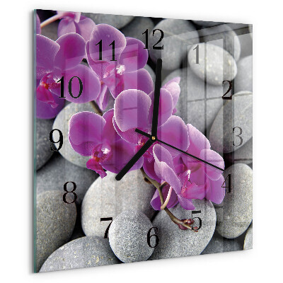 Wanduhr aus glas Orchideensteine