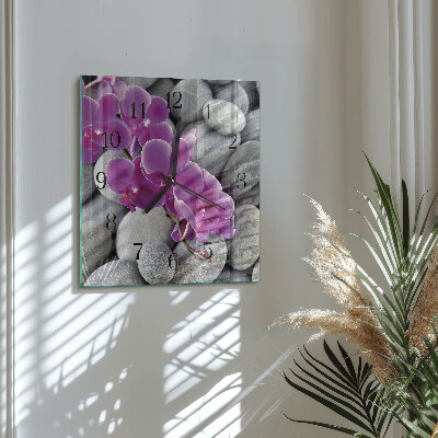 Wanduhr aus glas Orchideensteine