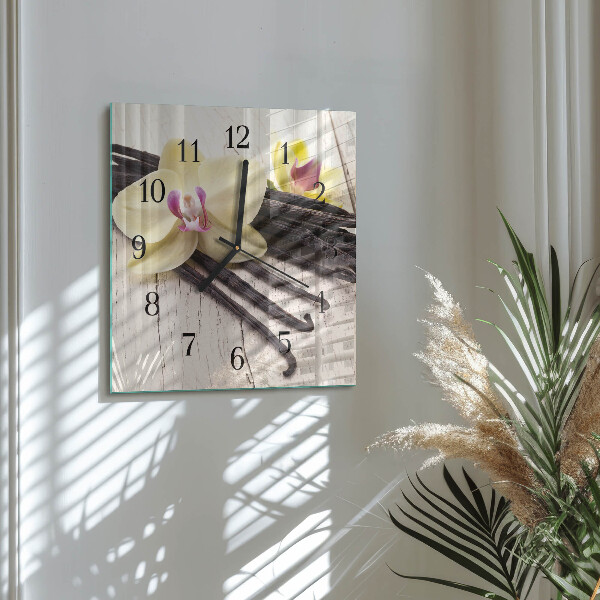 Wanduhr aus glas Vanille