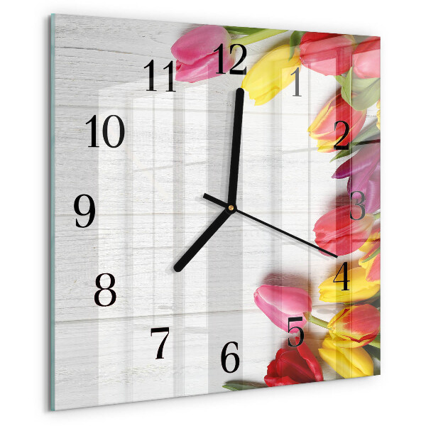 Wanduhr aus glas Tulpen