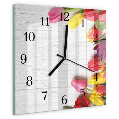 Wanduhr aus glas Tulpen