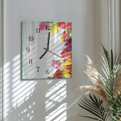 Wanduhr aus glas Tulpen