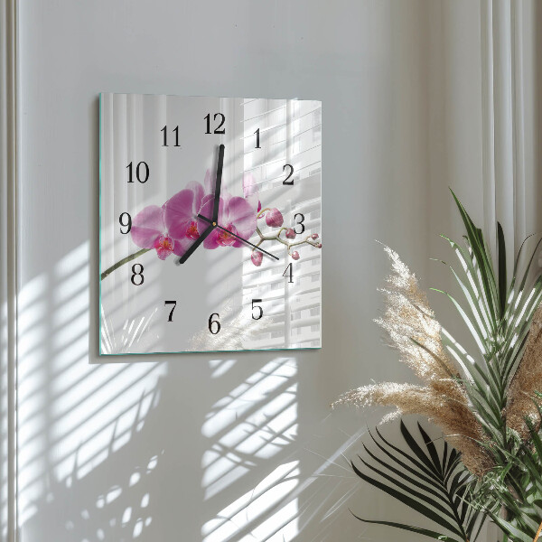 Wanduhr aus glas Orchidee