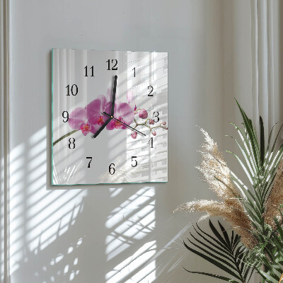 Wanduhr aus glas Orchidee