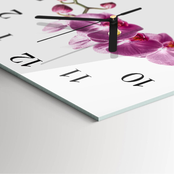 Wanduhr aus glas Orchidee