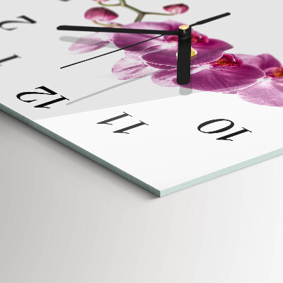 Wanduhr aus glas Orchidee