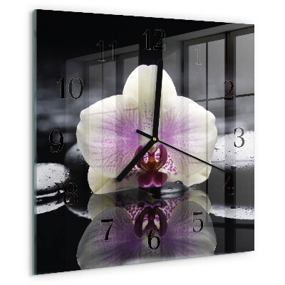 Wanduhr aus glas Orchidee