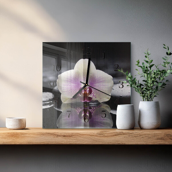 Wanduhr aus glas Orchidee