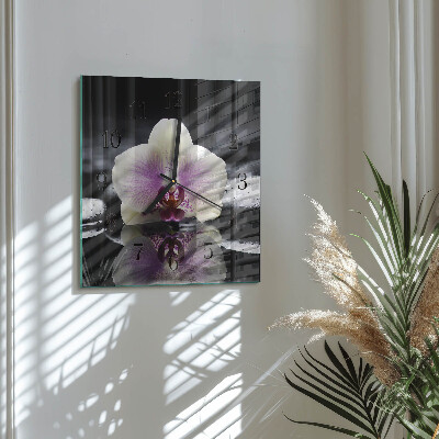 Wanduhr aus glas Orchidee