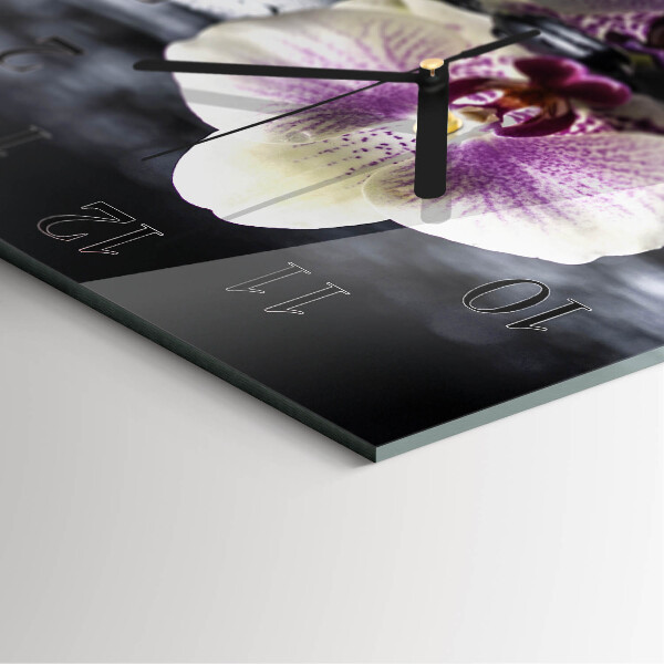 Wanduhr aus glas Orchidee