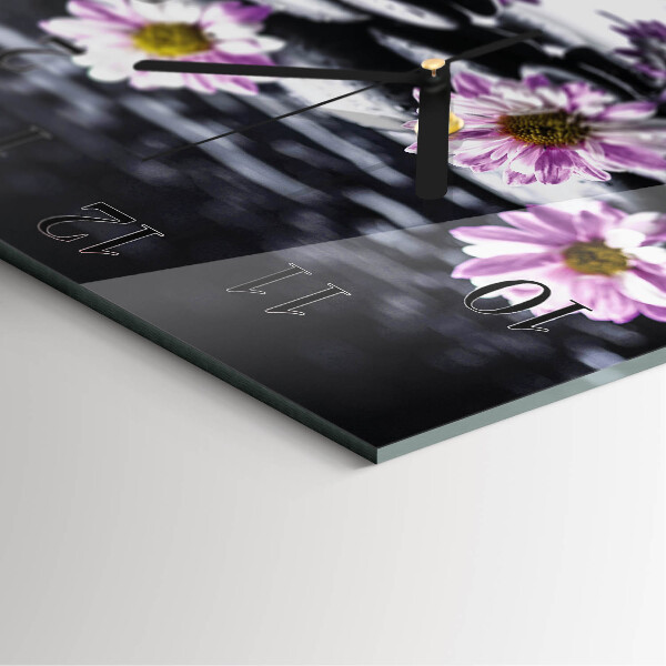 Wanduhr aus glas Blumen