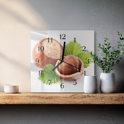 Wanduhr aus glas Haselnüsse