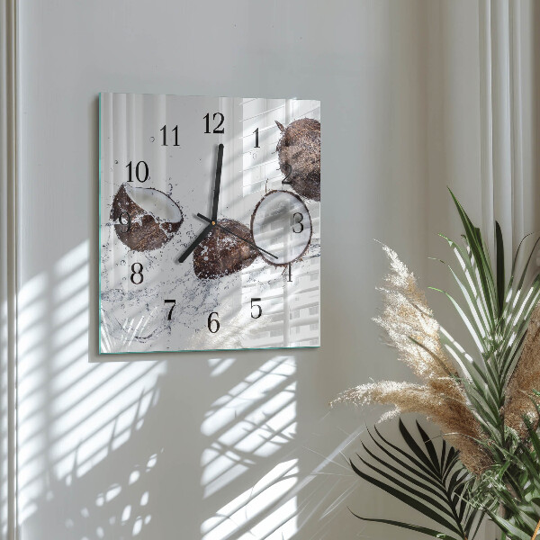 Wanduhr aus glas Kokosnüsse