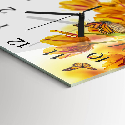 Wanduhr aus glas Tulpen