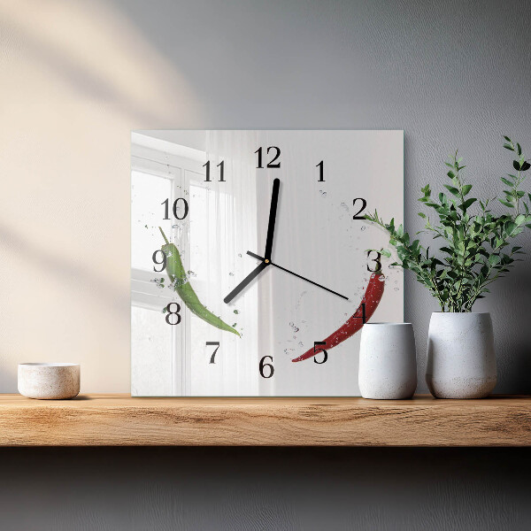 Wanduhr aus glas Chilischoten