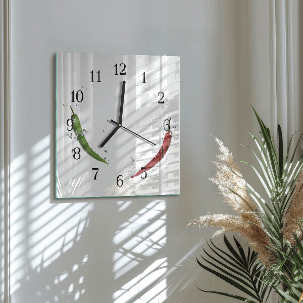 Wanduhr aus glas Chilischoten