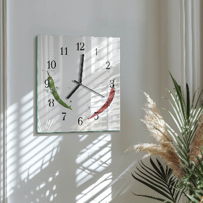 Wanduhr aus glas Chilischoten