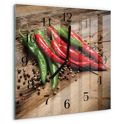 Wanduhr aus glas Chilischoten