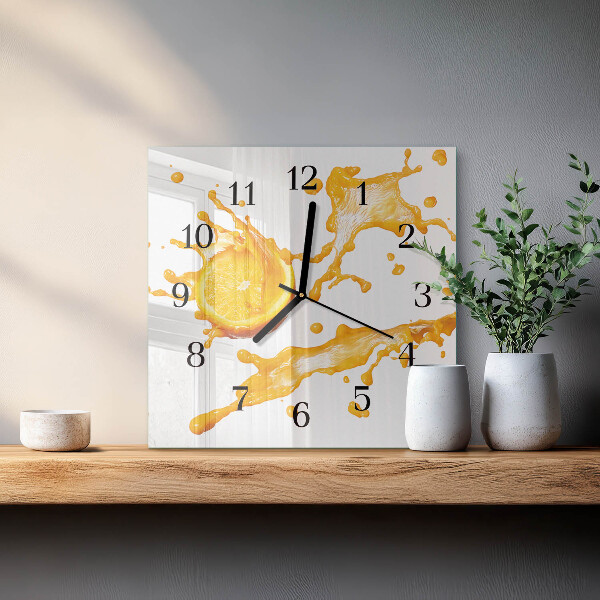 Wanduhr aus glas Orangensaft