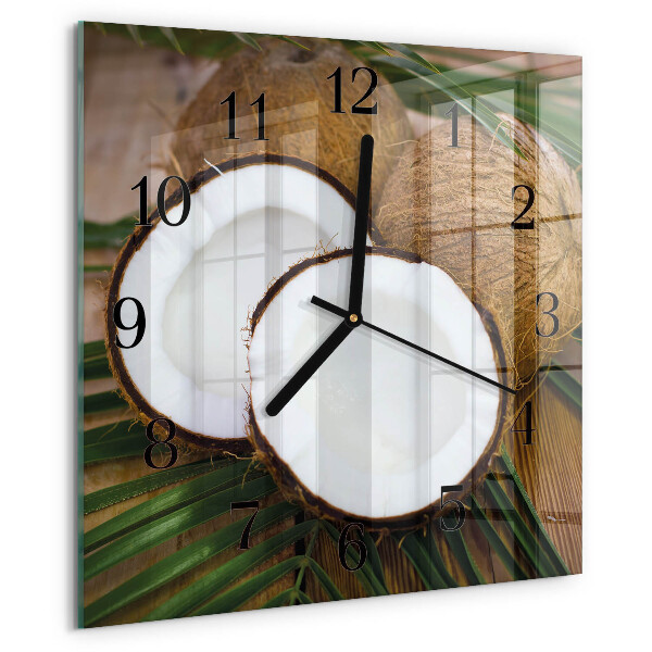 Wanduhr aus glas Kokosnüsse