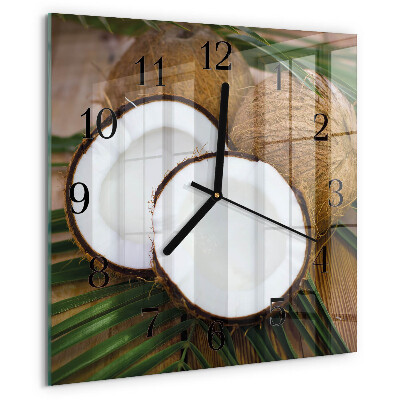 Wanduhr aus glas Kokosnüsse